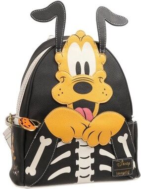 Loungefly Black & Yellow Disney Pluto Skeleton Mini Backpack